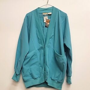 Vintage Deadstock 90s Teal Aqua Oversized Dolman Jacket Deep Pockets  S/M